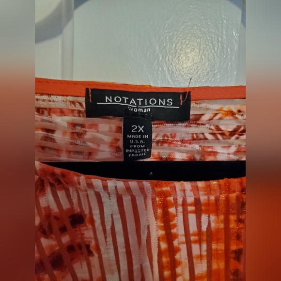 Notations Orange Red Smocked Blouse - Picture 2 of 2